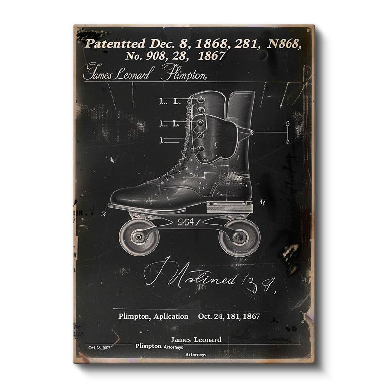 Dikey Kanvas Tablo Dört Tekerlekli Paten Patent Çizimi Spor Vintage Tablo Ev Ofis Duvar Dekoru