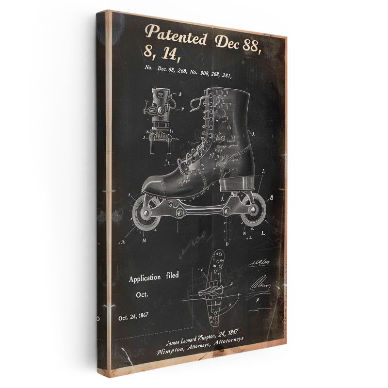 Dikey Kanvas Tablo Tekerlekli Ayakkabı Patent Çizimi Spor Vintage Tablo Ev Ofis Duvar Dekoru