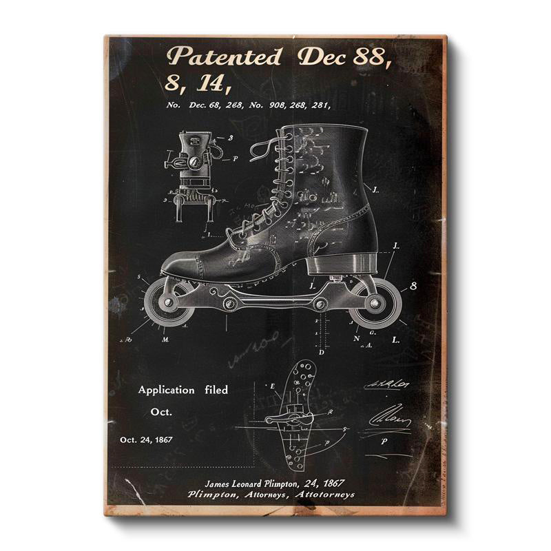 Dikey Kanvas Tablo Tekerlekli Ayakkabı Patent Çizimi Spor Vintage Tablo Ev Ofis Duvar Dekoru