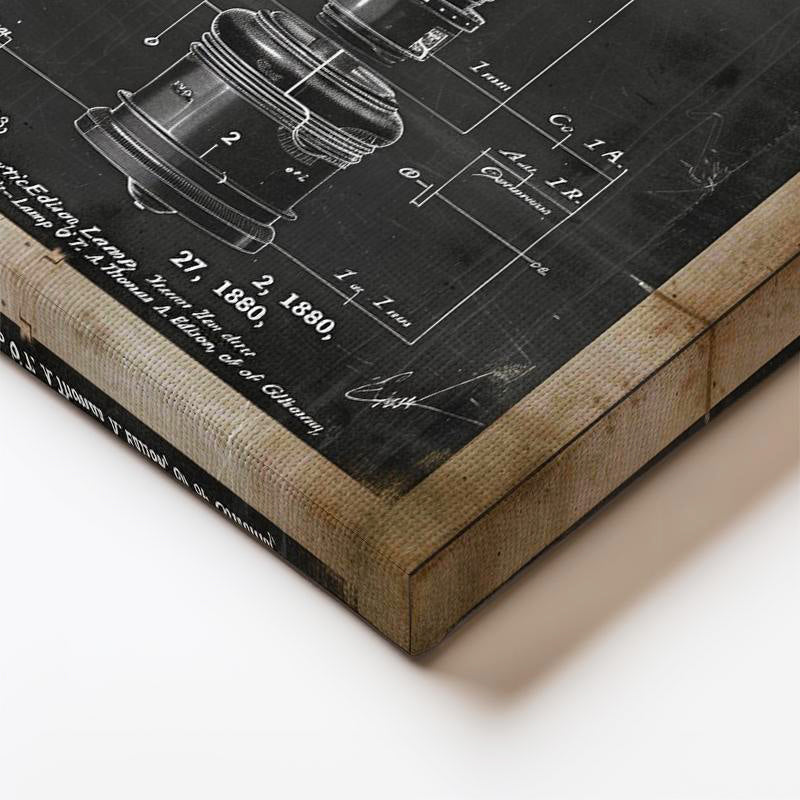 Dikey Kanvas Tablo Edison Elektrik Lambası Geniş Gövde Vintage Tablo Ev Ofis Duvar Dekoru