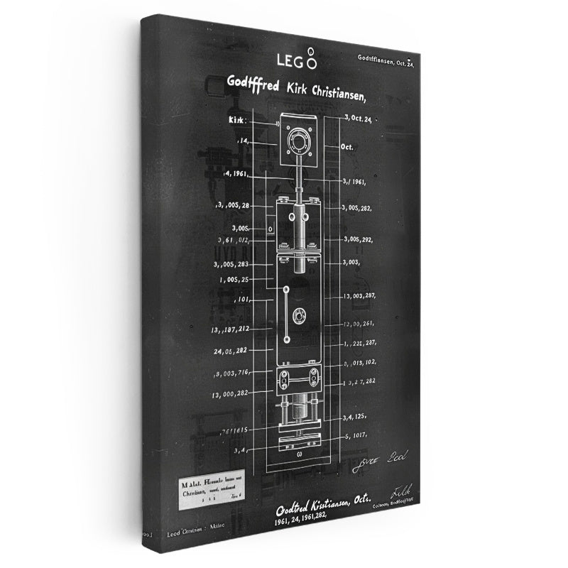 Dikey Kanvas Tablo LEGO Blok Patent Çizimi Teknik Detay Vintage Tablo Ev Ofis Duvar Dekoru