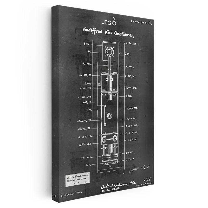 Dikey Kanvas Tablo LEGO Blok Patent Çizimi Teknik Detay Vintage Tablo Ev Ofis Duvar Dekoru