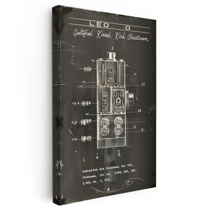 Dikey Kanvas Tablo LEGO Blokları İç Görünüm Patent Vintage Tablo Ev Ofis Duvar Dekoru