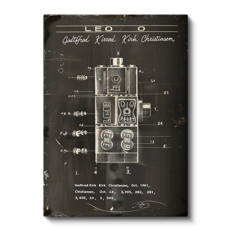 Dikey Kanvas Tablo LEGO Blokları İç Görünüm Patent Vintage Tablo Ev Ofis Duvar Dekoru