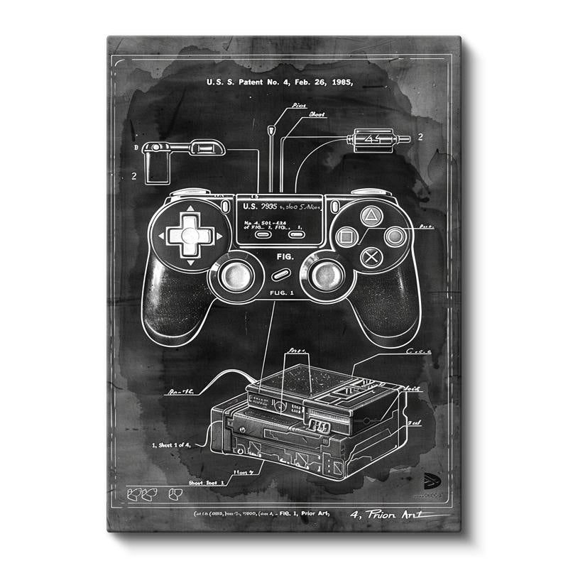 Dikey Kanvas Tablo Oyun Kumandası ve Konsol Patent Çizimi Oyun Vintage Tablo Ev Ofis Duvar Dekoru