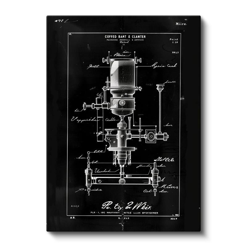 Dikey Kanvas Tablo Mikroskop Mekanizması Patent Çizimi Teknik Vintage Tablo Ev Ofis Duvar Dekoru