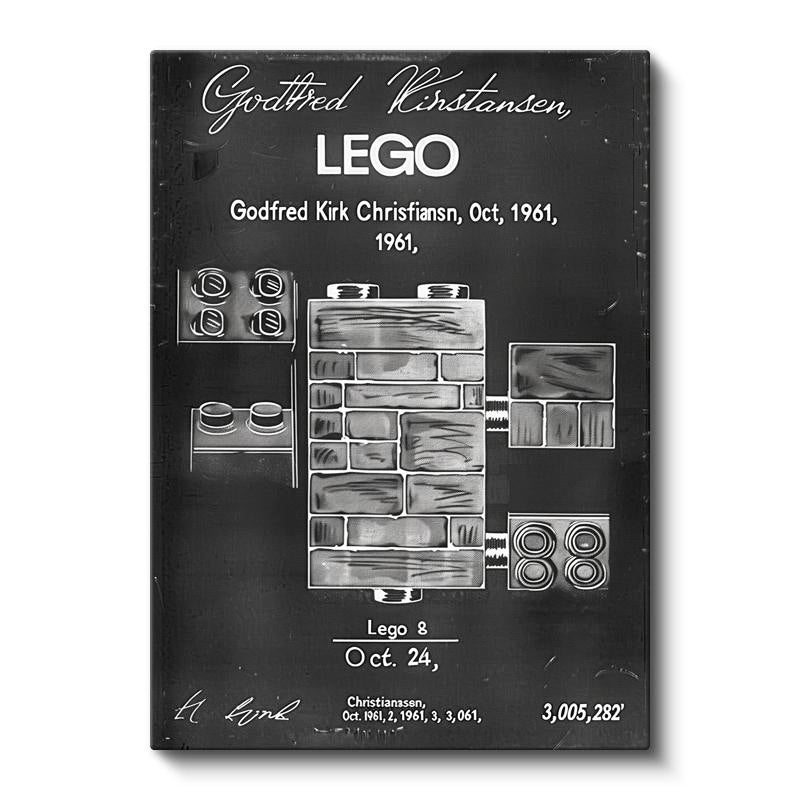 Dikey Kanvas Tablo LEGO Duvar Bloğu Patent Çizimi Teknik Vintage Tablo Ev Ofis Duvar Dekoru