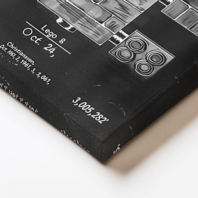 Dikey Kanvas Tablo LEGO Duvar Bloğu Patent Çizimi Teknik Vintage Tablo Ev Ofis Duvar Dekoru