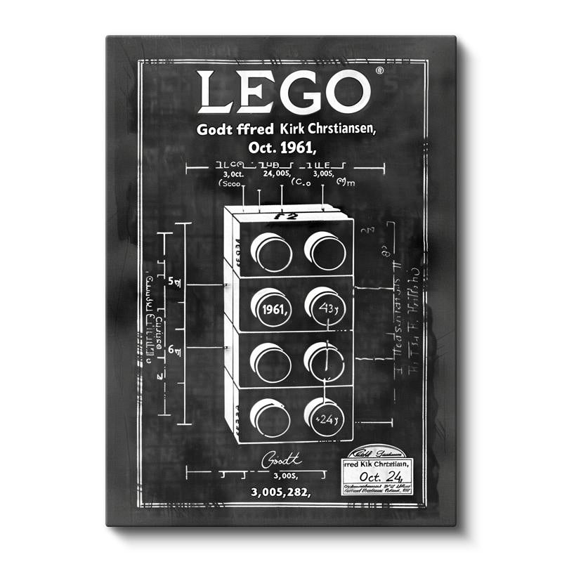 Dikey Kanvas Tablo Dört Katlı LEGO Blok Patent Çizimi Oyun Vintage Tablo Ev Ofis Duvar Dekoru