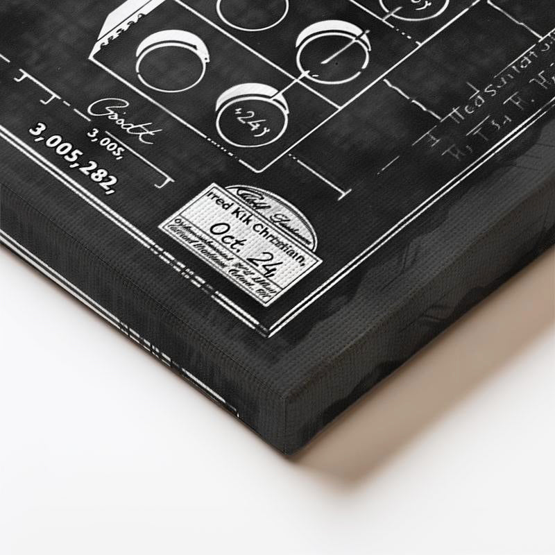 Dikey Kanvas Tablo Dört Katlı LEGO Blok Patent Çizimi Oyun Vintage Tablo Ev Ofis Duvar Dekoru