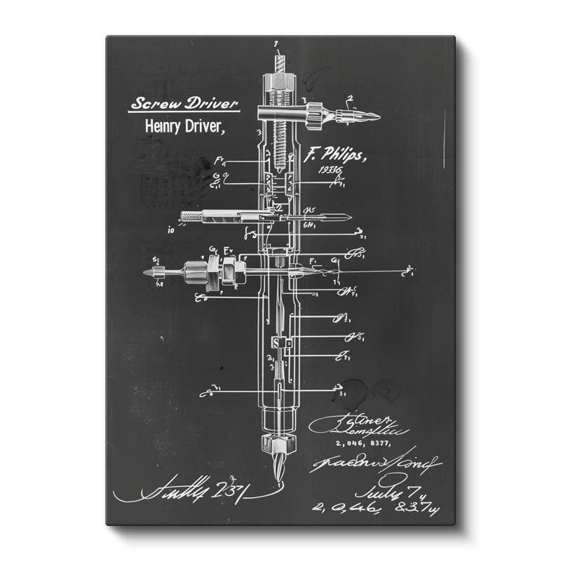 Dikey Kanvas Tablo Tornavida İç Mekanizma Patent Teknik Vintage Tablo Ev Ofis Duvar Dekoru