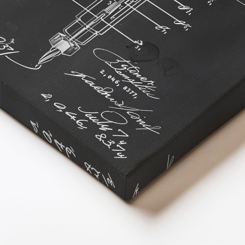 Dikey Kanvas Tablo Tornavida İç Mekanizma Patent Teknik Vintage Tablo Ev Ofis Duvar Dekoru