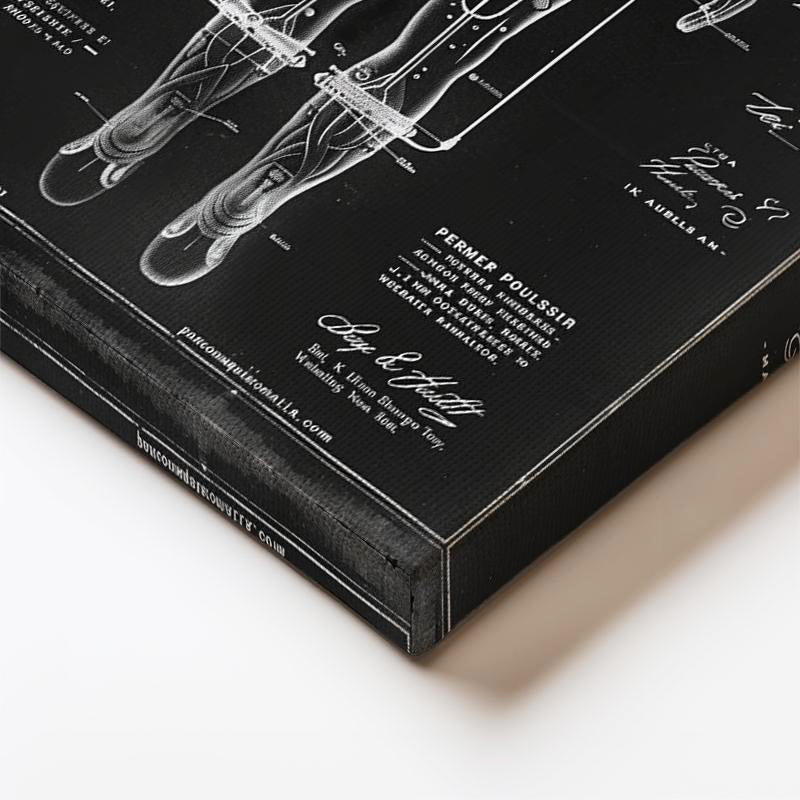 Dikey Kanvas Tablo İnsan Vücudu Patent Çizimi Teknik Vintage Tablo Ev Ofis Duvar Dekoru