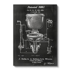 Dikey Kanvas Tablo Antik Tuvalet ve Sifon Patent Çizimi Teknik Vintage Tablo Ev Ofis Duvar Dekoru