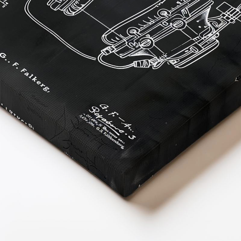 Dikey Kanvas Tablo Kulaklık Patent Çizimi Teknik Detaylı Müzik Vintage Tablo Ev Ofis Duvar Dekoru