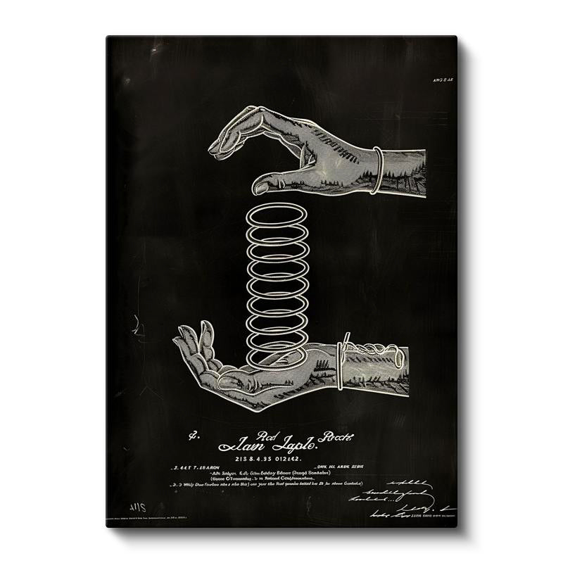 Dikey Kanvas Tablo Ellerde Yay Mekanizması Patent Teknik Vintage Tablo Ev Ofis Duvar Dekoru