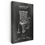 Dikey Kanvas Tablo Antik Tuvalet Mekanizması Patent Çizimi Teknik Vintage Tablo Duvar Dekoru