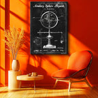 Dikey Kanvas Tablo Armillary Sphere Terazili Patent Teknik Vintage Tablo Ev Ofis Duvar Dekoru