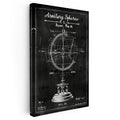 Dikey Kanvas Tablo Armillary Sphere Küre Patent Çizimi Teknik Vintage Tablo Duvar Dekoru