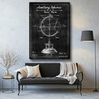 Dikey Kanvas Tablo Armillary Sphere Küre Patent Çizimi Teknik Vintage Tablo Duvar Dekoru
