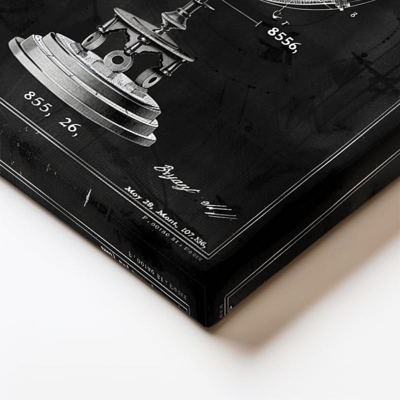 Dikey Kanvas Tablo Armillary Sphere Küre Patent Çizimi Teknik Vintage Tablo Duvar Dekoru