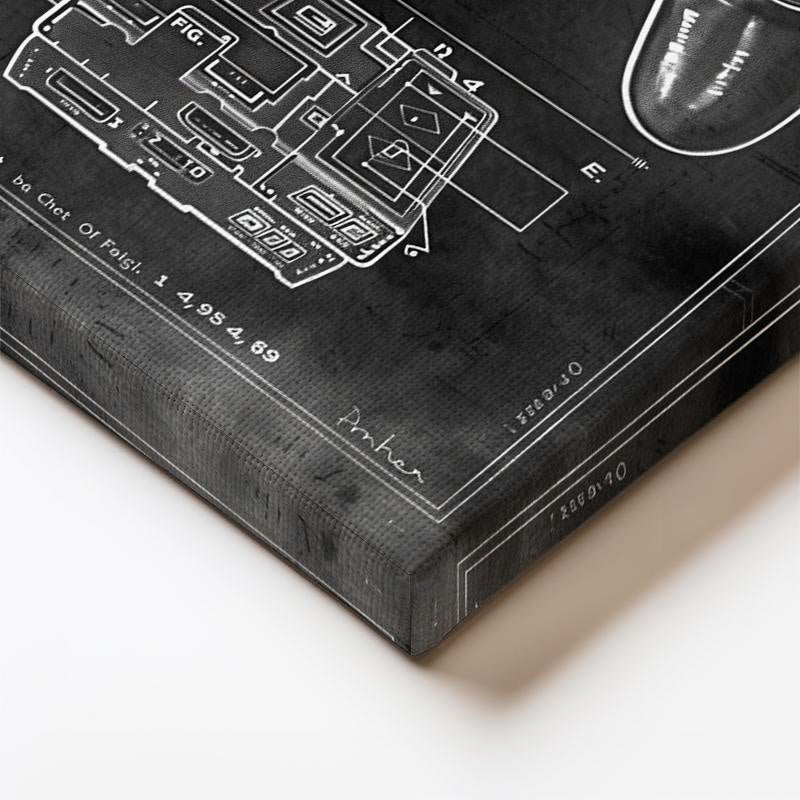 Dikey Kanvas Tablo Oyun Konsolu Kontrolcüsü Patent Çizimi Oyun Vintage Tablo Duvar Dekoru