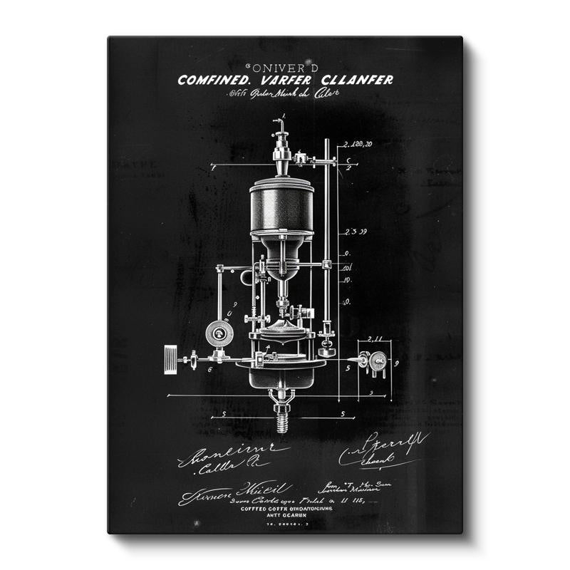 Dikey Kanvas Tablo Mekanik Vakum Aparatı Patent Çizimi Teknik Vintage Tablo Ev Ofis Duvar Dekoru