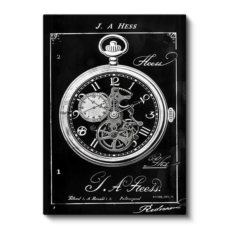 Dikey Kanvas Tablo Cep Saati Mekanizması Patent Çizimi Teknik Vintage Tablo Ev Ofis Duvar Dekoru