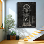 Dikey Kanvas Tablo Astronomik Saat Mekanizması Patent Teknik Vintage Tablo Ev Ofis Duvar Dekoru