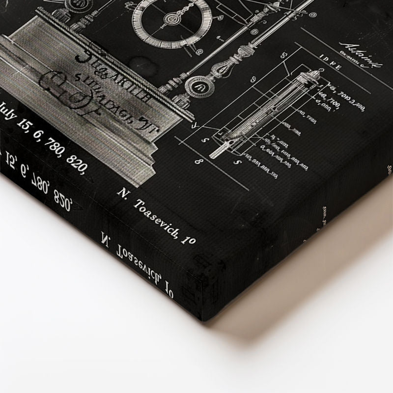 Dikey Kanvas Tablo Astronomik Saat Mekanizması Patent Teknik Vintage Tablo Ev Ofis Duvar Dekoru
