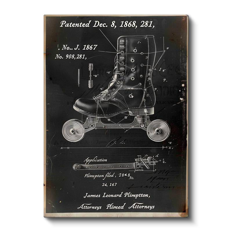 Dikey Kanvas Tablo Tekerlekli Paten Patent Çizimi Teknik Spor Vintage Tablo Ev Ofis Duvar Dekoru