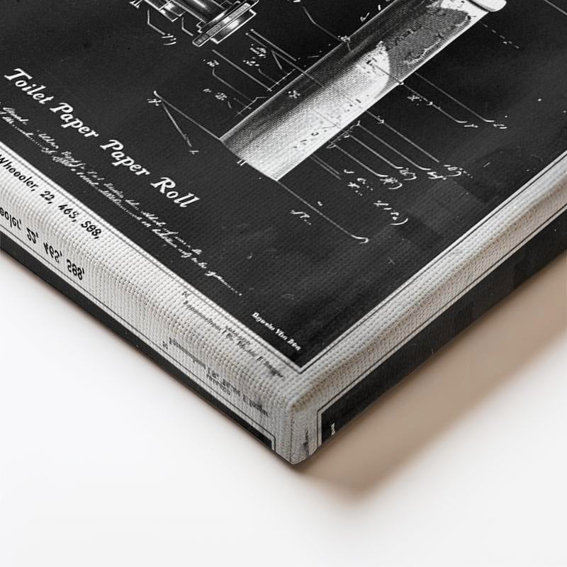 Dikey Kanvas Tablo Tuvalet Kağıdı Mekanizması Patent Teknik Vintage Tablo Ev Ofis Duvar Dekoru