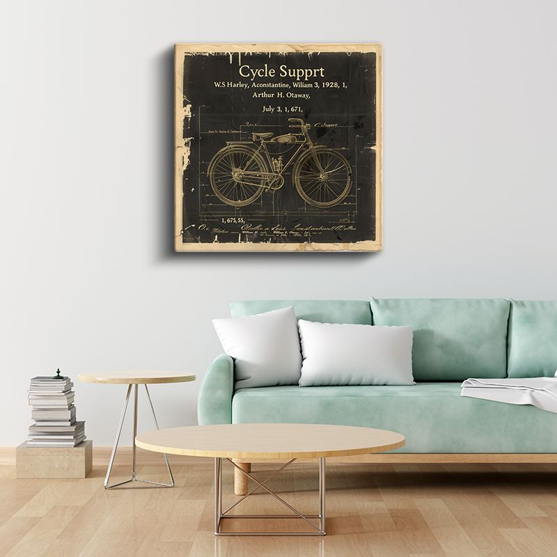 Vintage Bisiklet Patenti - 1928 Harley Tasarımı Kanvas Tablo