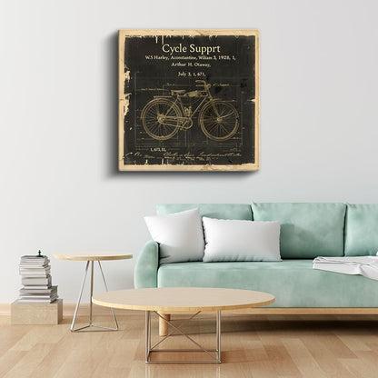 Vintage Bisiklet Patenti - 1928 Harley Tasarımı Kanvas Tablo