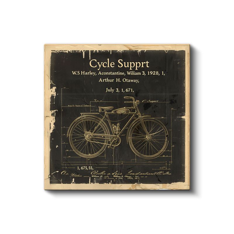 Vintage Bisiklet Patenti - 1928 Harley Tasarımı Kanvas Tablo