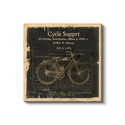 Vintage Bisiklet Patenti - 1928 Harley Tasarımı Kanvas Tablo