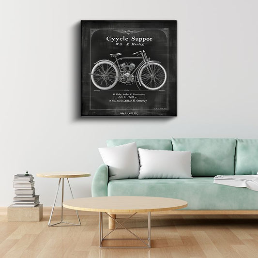 Klasik Motosiklet Şeması - W.S. Harley İmzalı Kanvas Tablo