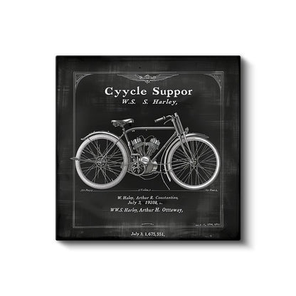 Klasik Motosiklet Şeması - W.S. Harley İmzalı Kanvas Tablo