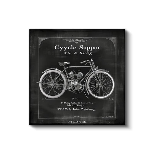 Klasik Motosiklet Şeması - W.S. Harley İmzalı Kanvas Tablo