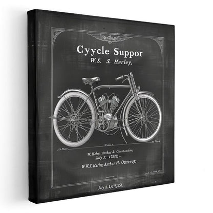 Klasik Motosiklet Şeması - W.S. Harley İmzalı Kanvas Tablo