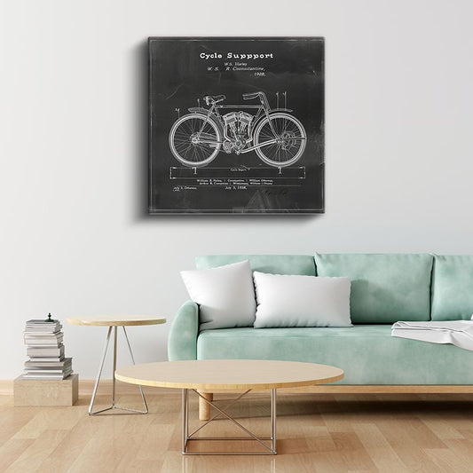 Retro Motosiklet Çizimi - 1928 Mühendislik Tasarımı Kanvas Tablo