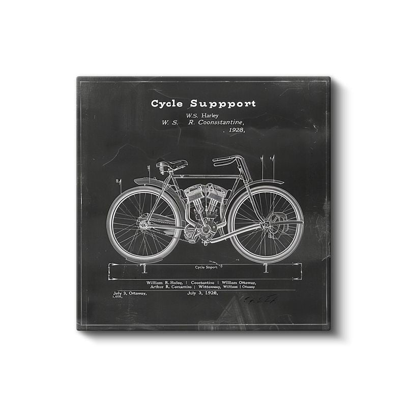 Retro Motosiklet Çizimi - 1928 Mühendislik Tasarımı Kanvas Tablo