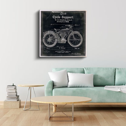 Antika Motosiklet Patenti - Harley Teknik Çizim Kanvas Tablo