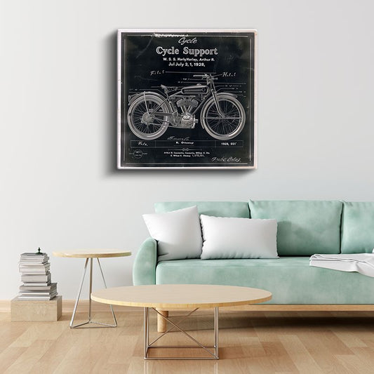 Antika Motosiklet Patenti - Harley Teknik Çizim Kanvas Tablo