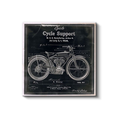 Antika Motosiklet Patenti - Harley Teknik Çizim Kanvas Tablo