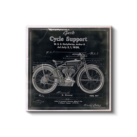 Antika Motosiklet Patenti - Harley Teknik Çizim Kanvas Tablo