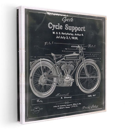 Antika Motosiklet Patenti - Harley Teknik Çizim Kanvas Tablo
