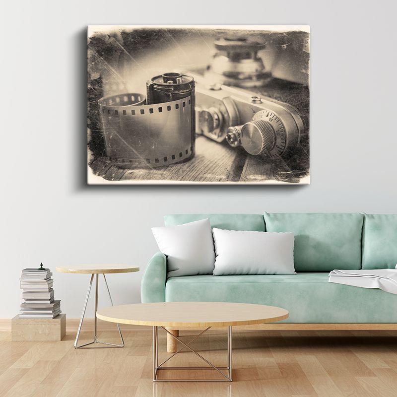 Nostaljik Fotoğraf Makinesi - Film Şeridi Detaylı Kanvas Tablo