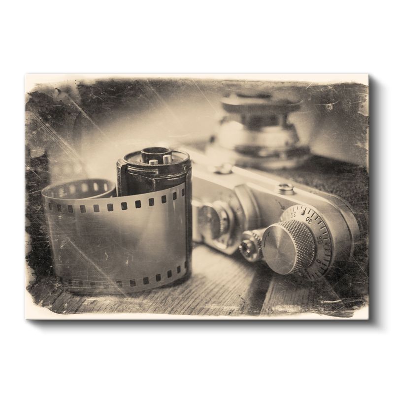Nostaljik Fotoğraf Makinesi - Film Şeridi Detaylı Kanvas Tablo