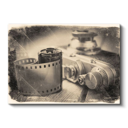 Nostaljik Fotoğraf Makinesi - Film Şeridi Detaylı Kanvas Tablo